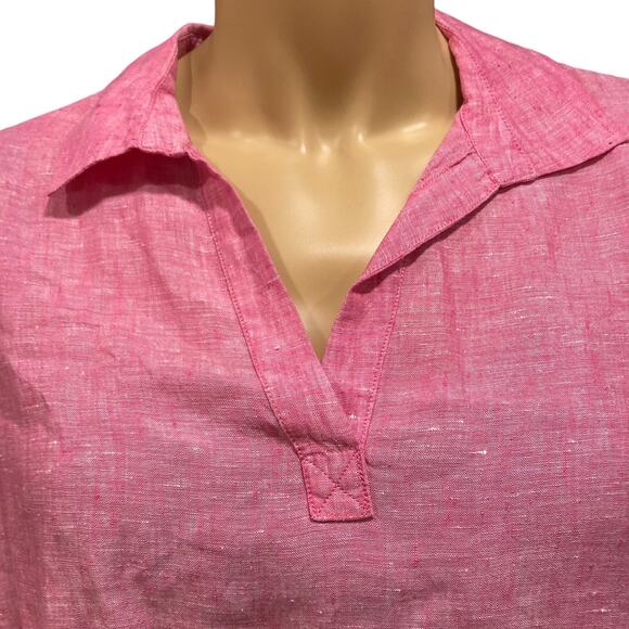 Tahari Pink 3/4 Sleeve Oversize Boho Mom Gauze Loose Fit Linen Top Size 1X - Picture 5 of 16